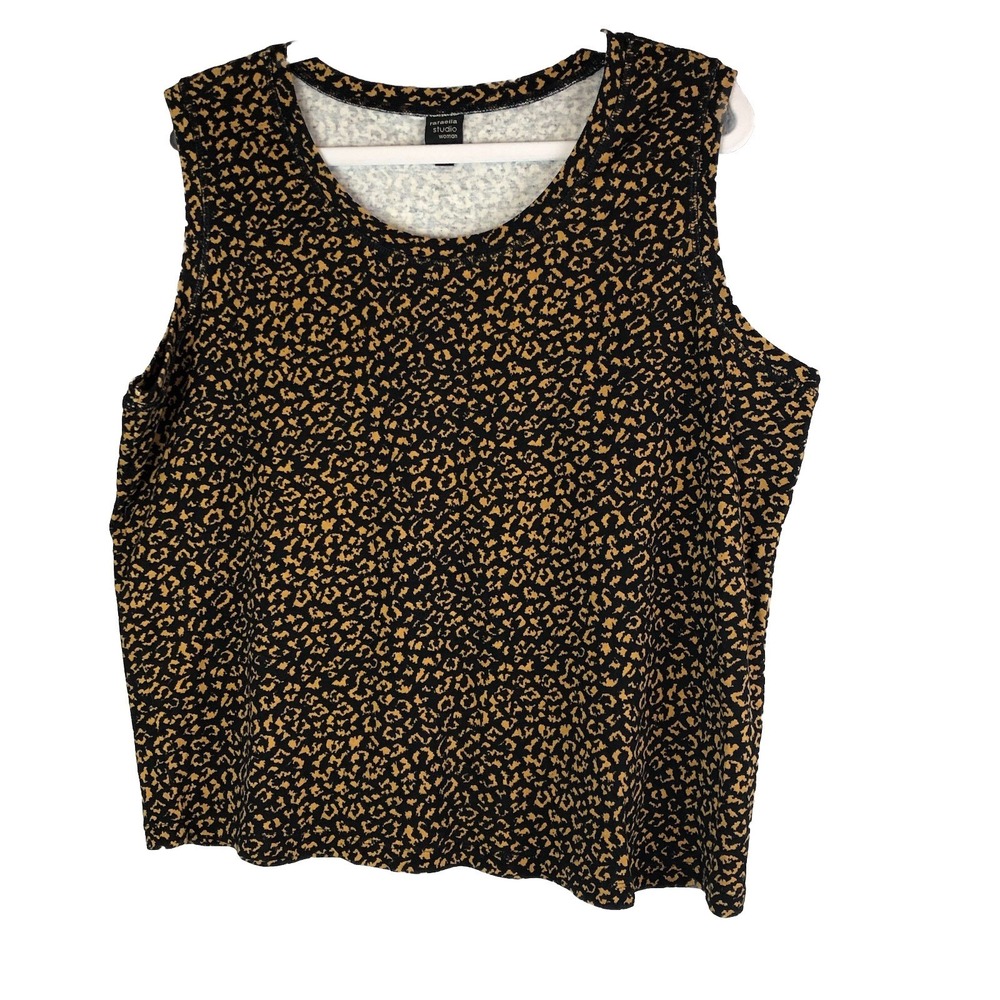 Rafaella‎ Studio Womens Tank Top Size 2X Leopard Print Shirt Sleeveless Cotton